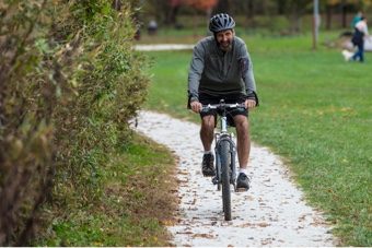 biking in park