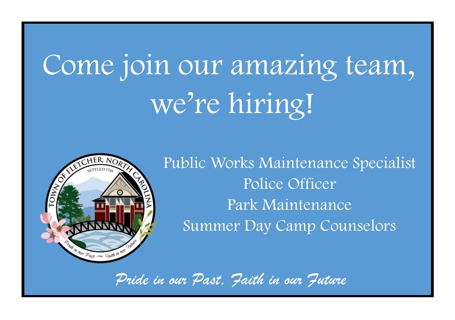 We're Hiring! Town of Fletcher, North Carolina